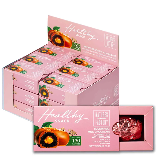 MILK CHOCOLATE COVERED DATE WITH HIMALAYAN PINK SALT PACK OF 18